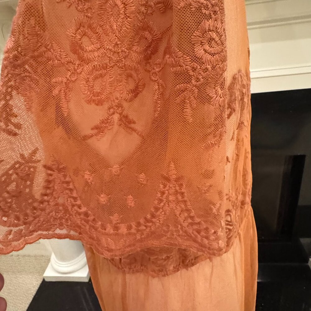 Blashe Burnt Orange Lace Mesh Kimono Duster – Size Large - Picture 6 of 10